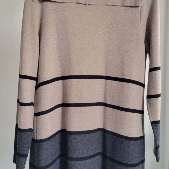 Apt. 9 Open Front Long Cardigan Sweater Women’s Large/Oatmeal & Gray Colorblock - Picture 7 of 16